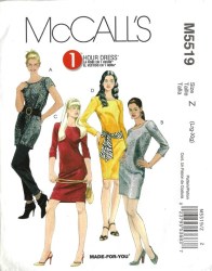 5519  MCCALLS 1 HOUR CUTE SHORTER SS-LS DRESS LENGTHS PATTERN L-XL 16-22 or XS-Med 4-14 Uncut Choice